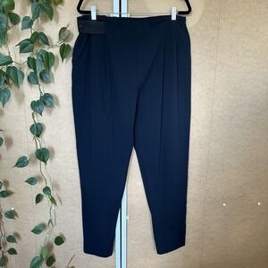 ADAY Turn It Up Pleated Tapered Ankle Pants XL Preppy Business Casual Midnight